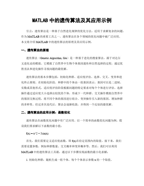 MATLAB中的遗传算法及其应用示例