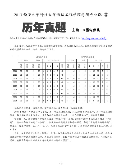 西安电子科技大学通信原理真题