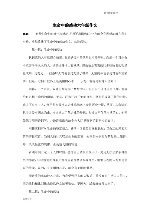 生命中的感动六年级作文