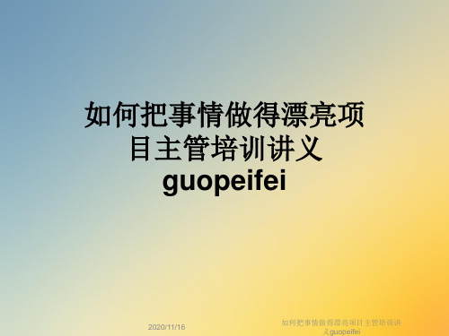 如何把事情做得漂亮项目主管培训讲义guopeifei