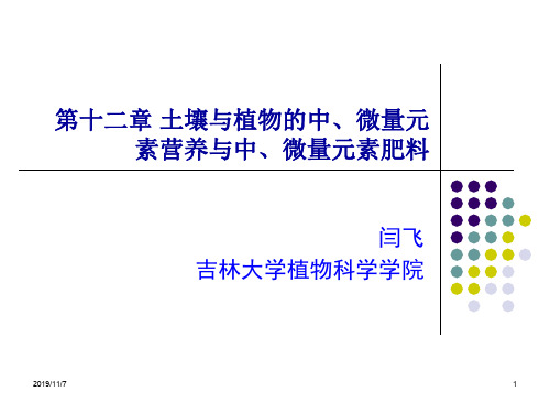 第九章 土壤与植物的中、微量元素营养与中、微量元素肥料