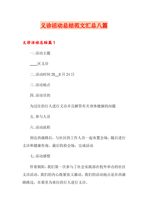 义诊活动总结范文汇总八篇