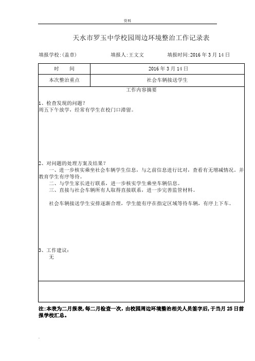 校园周边环境治理工作记录