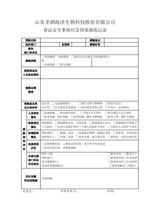 39.食品安全事故应急预案演练记录