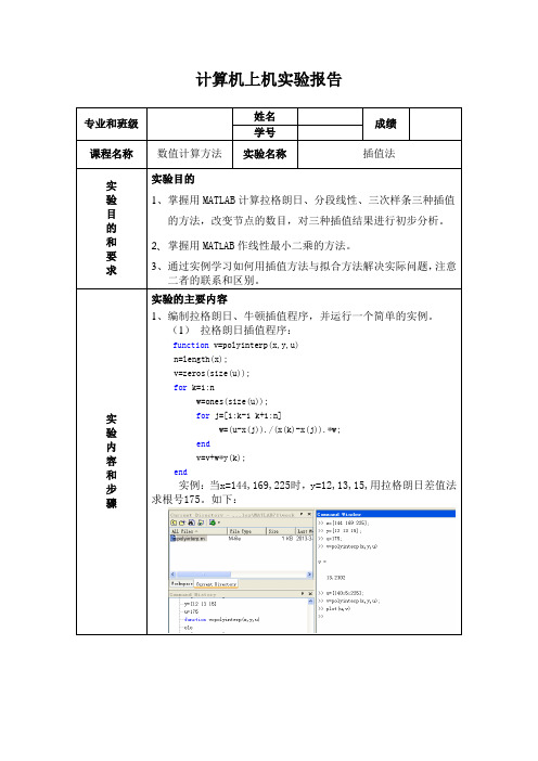 实验报告-插值法