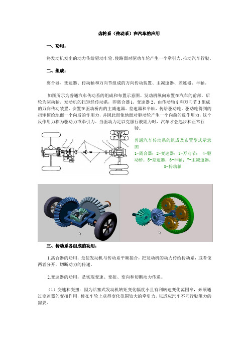 齿轮系(传动系)在汽车的应用