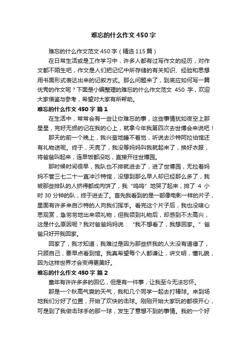 难忘的什么作文450字