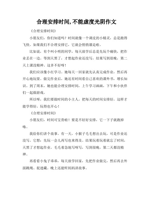 合理安排时间,不能虚度光阴作文