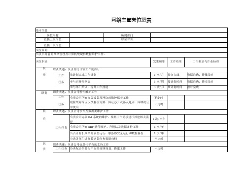 网络主管岗位职责