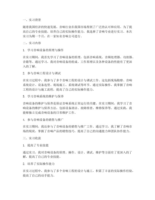 音响专业实习报告