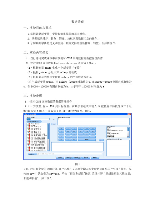 管理统计学SPSS数据管理-实验报告