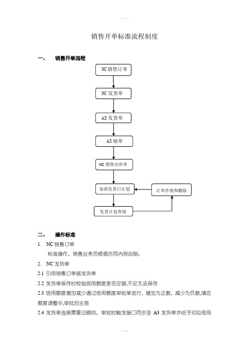 销售开单标准流程制度