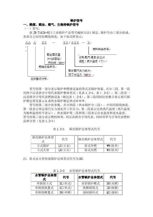 锅炉型号