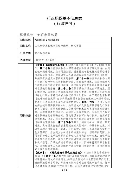 行政职权基本信息表