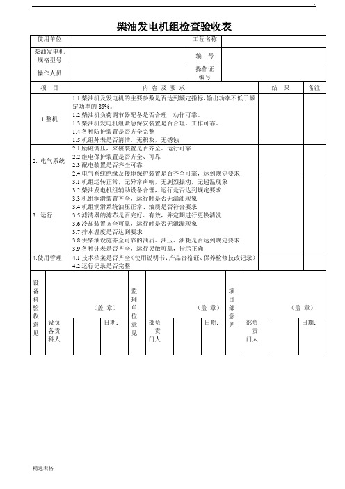 各类机械设备检查验收表