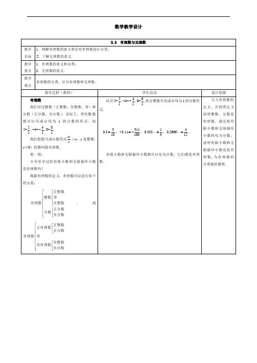 2.2《《有理数与无理数》教案设计