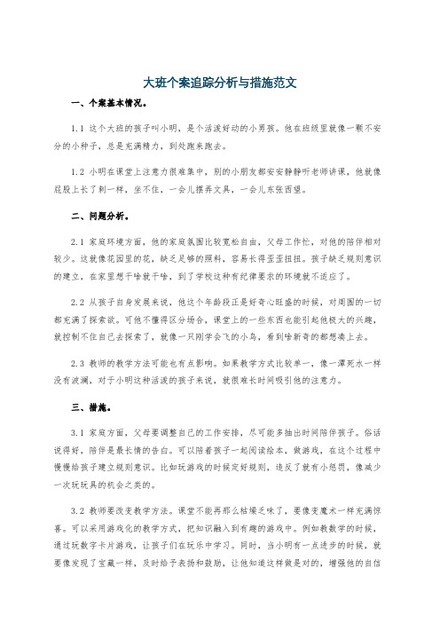 大班个案追踪分析与措施范文