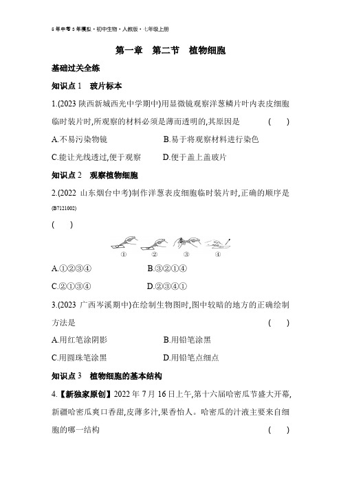 初中生物 七年级上册 试卷讲义 第二节 植物细胞 (2)