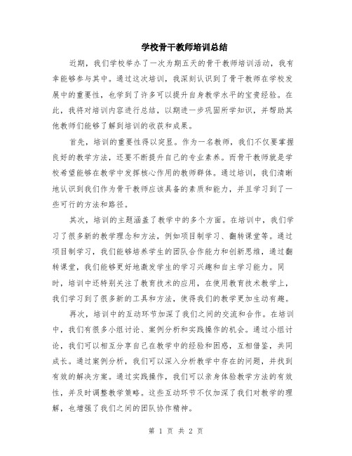 学校骨干教师培训总结