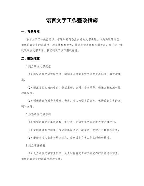 语言文字工作整改措施