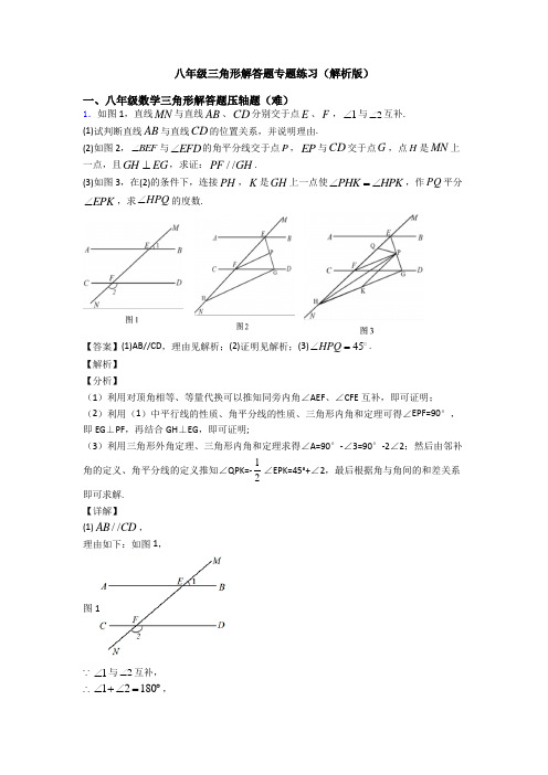 八年级三角形解答题专题练习(解析版)