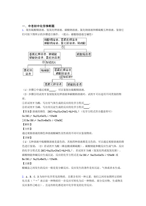 2020-2021全国各地中考化学分类：推断题综合题汇编及答案