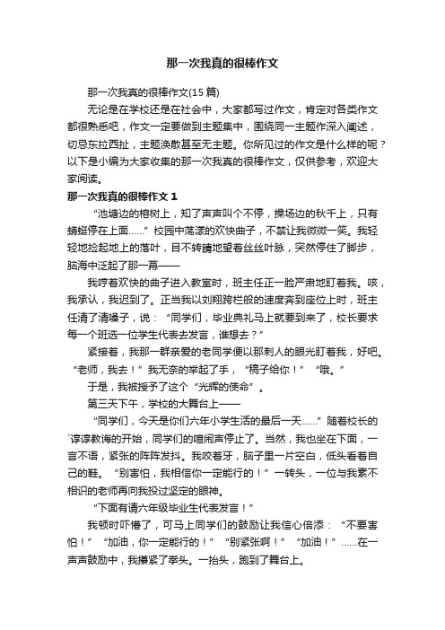 那一次我真的很棒作文