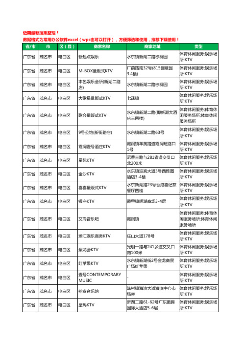 2020新版广东省茂名市电白区KTV工商企业公司商家名录名单黄页联系方式大全35家