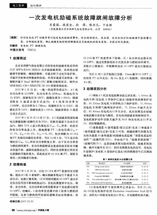 一次发电机励磁系统故障跳闸故障分析