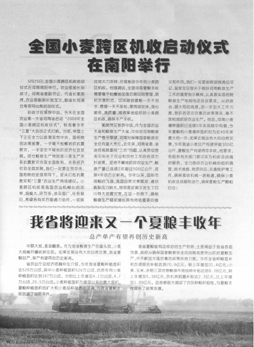我省将迎来又一个夏粮丰收年 总产单产有望再创历史新高