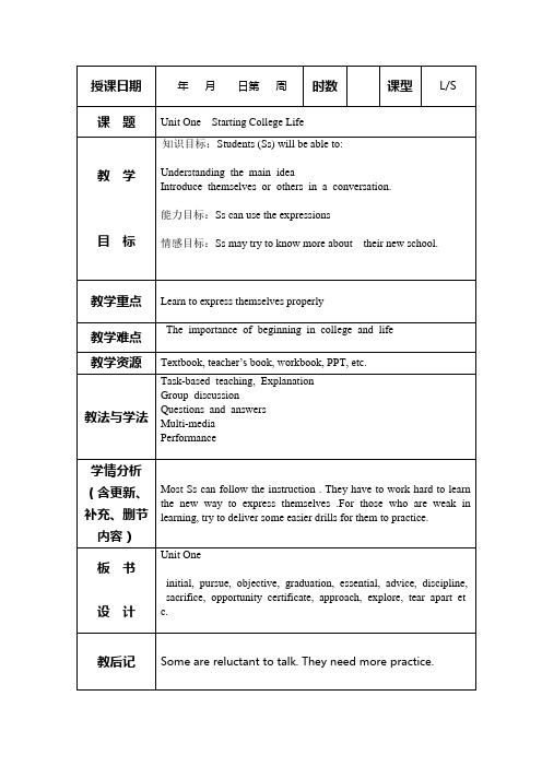 高职高专英语1-unit1  Starting College Life