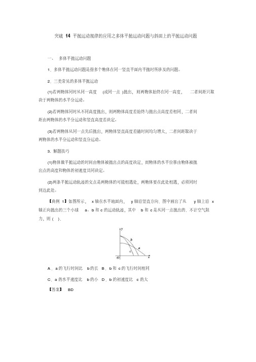 平抛运动规律的应用之多体平抛运动问题与斜面上的平抛运动问题-高考物理一轮复习热点专题突破