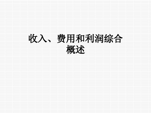 收入、费用和利润综合概述