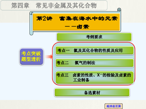 【高考领航】高考化学一轮复习专题讲座课件(人教版)：富集在海水中的元素——卤素