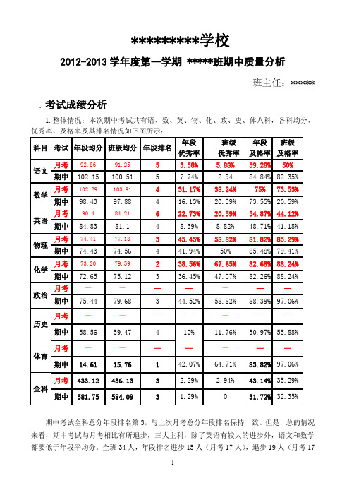 初三考试班级质量分析析定稿