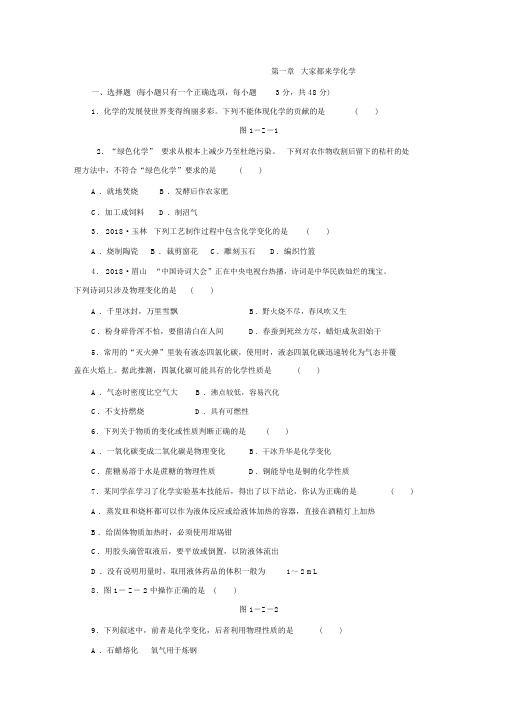 科粤版九年级化学上册大家都来学化学单元测试题.docx