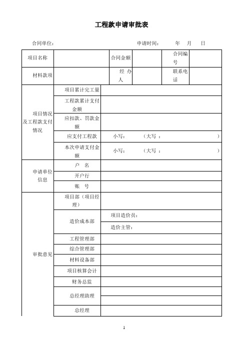 工程款、材料款审批表