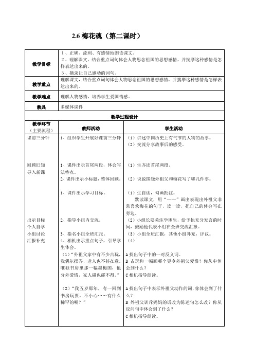 6  梅花魂第二课时教学设计