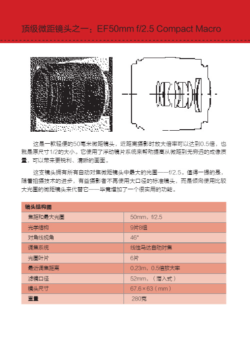 尼康数码单反镜头参数：EF50mm f2.5 Compact Macro