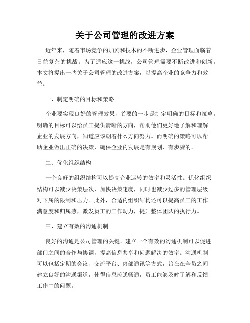 关于公司管理的改进方案