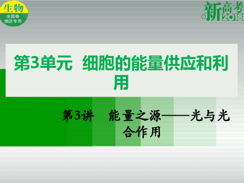 高考生物总复习第三单元细胞的能量供应和利用第3讲能量之源——光与光合作用课件