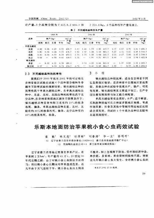 乐斯本地面防治苹果桃小食心虫药效试验