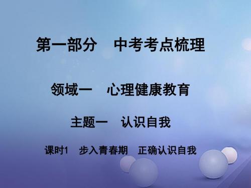 湖南省2017中考政治考点梳理领域一心里降教育主题一认识自我课时1步入青春期正确认识自我课件1