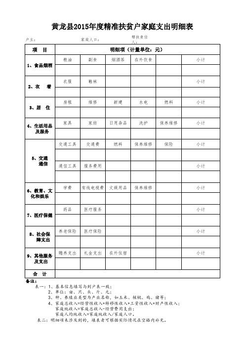 精准扶贫脱贫统计表