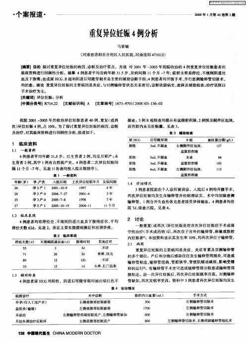 重复异位妊娠4例分析