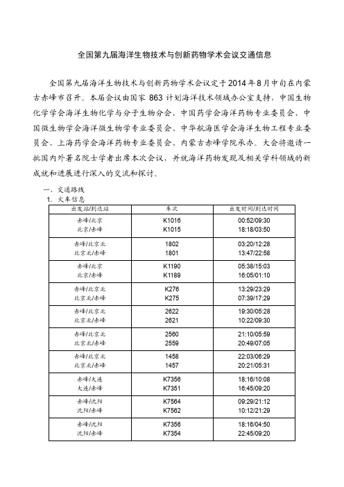 全国海洋生物技术与创新药物学术会议交通信息全国