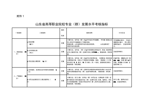 山东省高等职业院校专业(群)发展水平考核指标