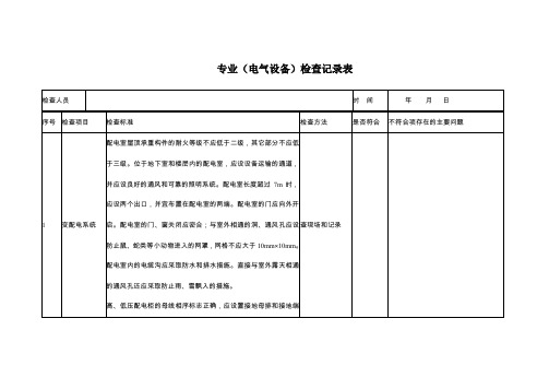 专业(电气设备)检查记录表