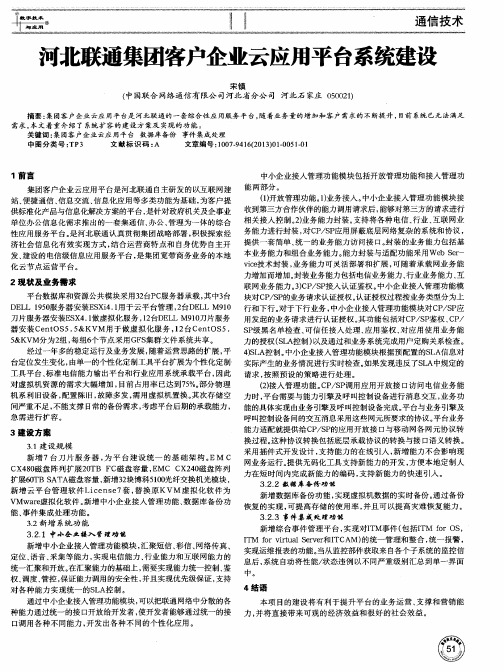 河北联通集团客户企业云应用平台系统建设