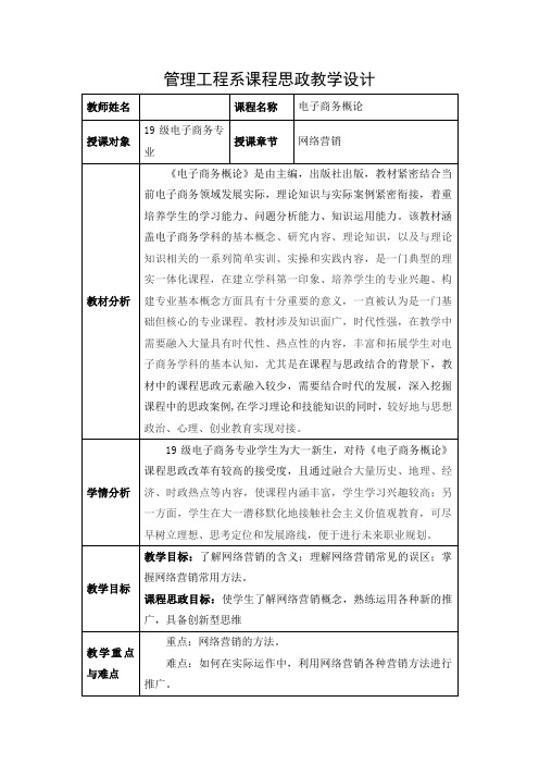 电子商务概论课程思政教学设计